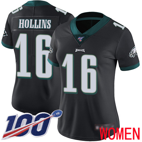 Women Philadelphia Eagles 16 Mack Hollins Black Alternate Vapor Untouchable NFL Jersey Limited Player